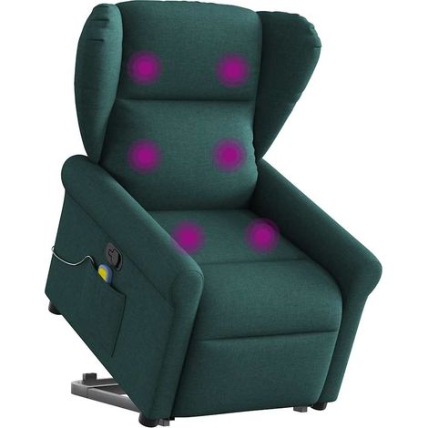 Massagesessel mit Aufstehhilfe Dunkelgrün Stoff (1/5)