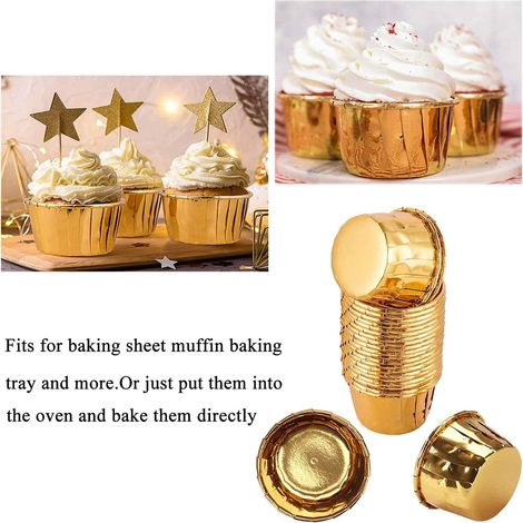 50 Stück Backformen aus Aluminiumfolie, Cupcake-Boxen, Mini-Cupcake-Formen, Cupcake- und Muffin-Boxen für Hochzeiten, Partys und Feiern (1/3)