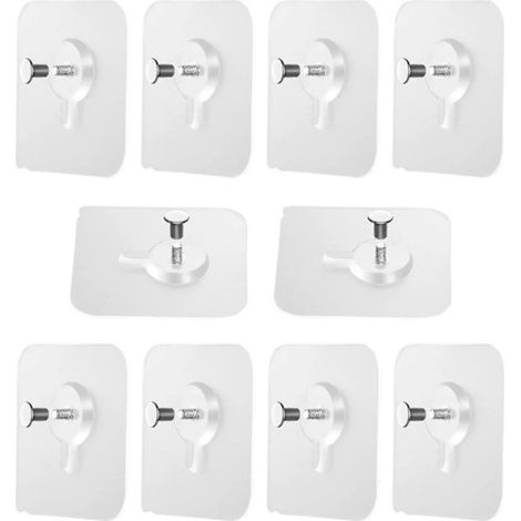 Supports de cadre auto-adhésifs (lot de 10) – plaques de cadre transparentes en PVC et acrylique avec tiges en acier inoxydable pour une fixation murale sans perçage (1/5)