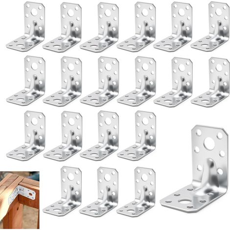 Équerre de fixation 20 pièces 53×53×35mm – Équerre inox acier galvanisé, équerre métal 90 degrés renfort lourd, équerre perforée pour meuble bois – Équerre angle droit multi-usage construction (1/5)
