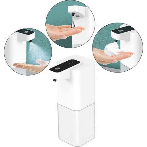 Dispensador automático de jabón de 400 ml (14 oz), dispensador de jabón de alta capacidad equipado con un sensor de movimiento infrarrojo, apto para el baño (color: espuma). (1/5)