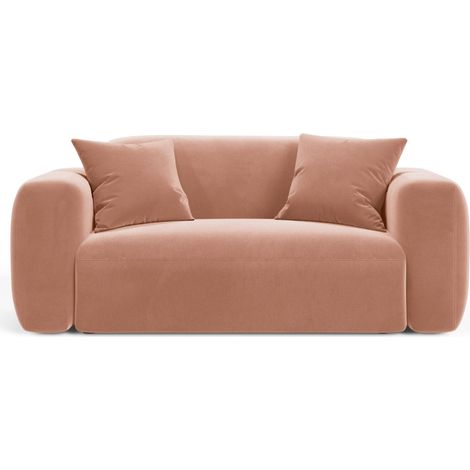 Canapé modulable 2 places en velours rose (1/4)