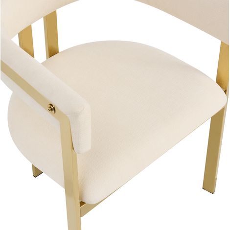 Lot de 2 chaises de salle à manger en chenille beige avec pieds métalliques dorés (1/5)