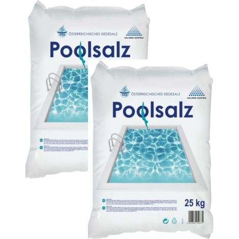 SALINEN AUSTRIA Poolsalz für Salzwasser-Pool & Schwimmbad, 2 x 25 Kg