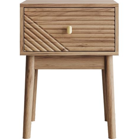 Set 2 comodini moderni effetto rovere 40 x 40 x 55 cm con maniglie in metallo (1/5)
