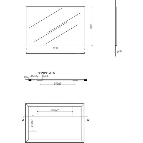 Specchio semplice senza cornice reversibile 60x90