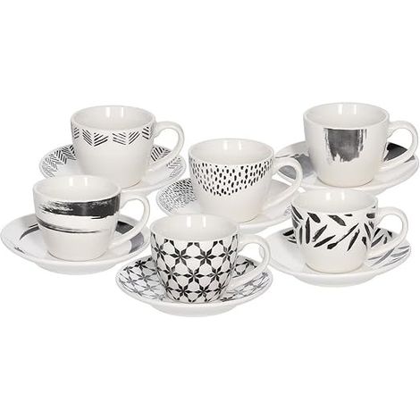 Set 6 Tazze Caffè Tognana Zenith Iris 80 cc Bone China con Piattino
