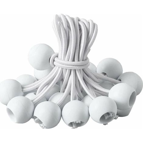 Tendeur Bache, Tendeur BouleTendeur Élastique pour Pavillon,Bâche,Camping,Tente,Rideaux Harnais d’Extension(20 Pièces Blanche-20cm ) (1/5)