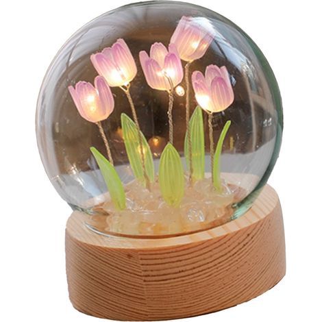 Tulip Flower Night Light Lamp Home Decoration Bedside Lamp for Office Bedroom Purple (1/5)