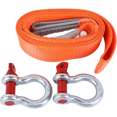 Ortviai Corde de Remorquage pour Véhicule 6 T – 4 m, Nylon Renforcé et Acier, Orange (1/5)