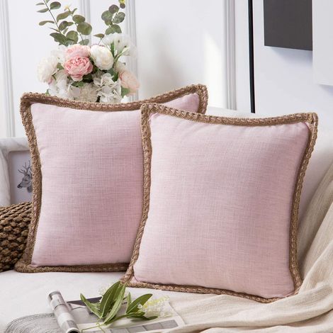 Housse De Coussin - Lin - 45x45 Cm - Pour Canapé Lit Extérieur - Lot De 2 (1/5)