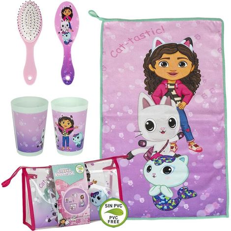 STOR Gabby's Dollhouse Set 3 Pz Asilo Asciugamano Spazzola e Bicchiere Auto (1/5)