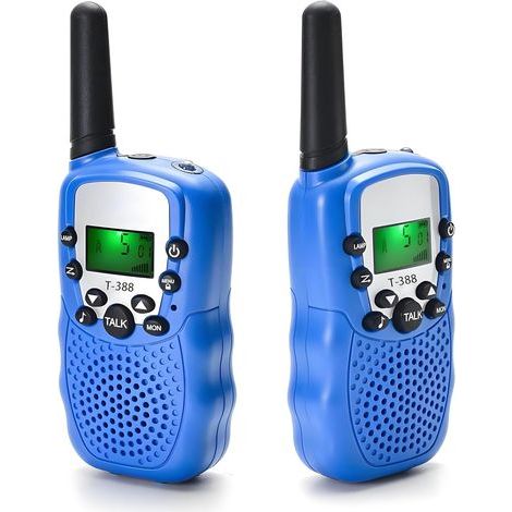 Walkie-Talkies für Kinder. T-388. Mini-Funkgeräte für Jungen und Mädchen. 22 Kanäle. FRS UHF 450–470 MHz Frequenz – 1 Paar. Blau (1/4)
