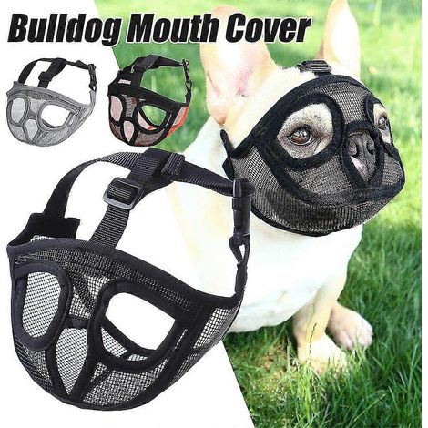 Muselière en mesh pour chien à museau court, bouledogue français, anti-morsure, anti-mâchonnement, anti-léchage, couvre-gueule, taille ajustable (1/5)