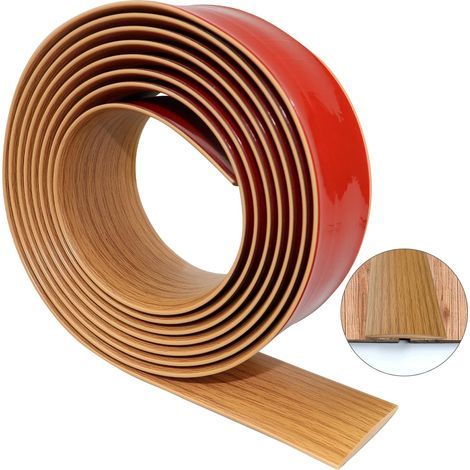 Bande de seuil adhésive en PVC flexible – 300×4cm – Grain de bois – Installation facile avec ruban adhésif double face – Pour sols stratifiés et carrelages (1/5)