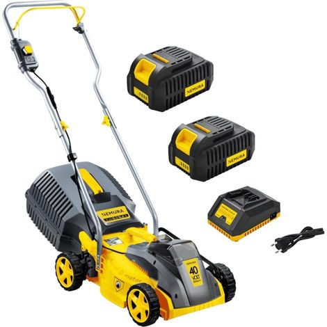 Tondeuse à batterie NEMURA 20V + 2 batteries 4Ah + Chargeur rapide - Coupe de 32cm