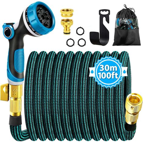Tuyau Arrosage Extensible,30m Tuyau D'arrosage avecTuyaux D'arrosage Retractable avec Buse de Pulvérisation 10 Fonctions,100ft (1/4)