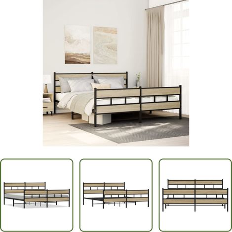 Metallbettgestell - Metallbett ohne Matratze Sonoma-Eiche 183x213 cm (1/5)