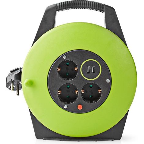 Nedis PECCR10UFGN Prolunga elettrica 10 metri Nero Verde