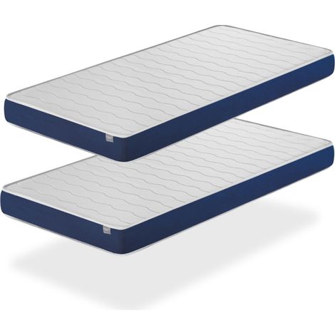 Lote de 2 Colchones ERGO CONFORT de Espuma 90x160 cm Juvenil Altura 14 cm Acolchado Suave Camas Nido