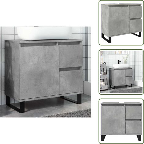 Waschbeckenunterschrank Betongrau 65x33x60 cm Holzwerkstoff - Waschbeckenschrank - Waschbeckenschränke - Waschtisch - Waschtischunterschrank