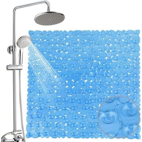 Pair Tapis Douche Antidérapant - 1 pièce, Tapis Douche Antidérapant 54x54cm Bleu - 182 Ventouses (1/5)