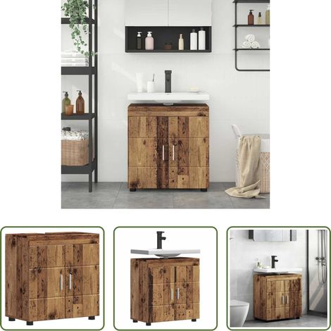 Holzschrank - Badezimmerschrank-Set TULUM Altholz 60 x 34 x 63 cm (1/5)