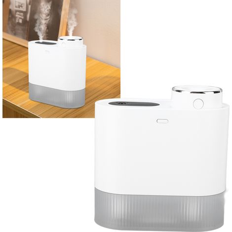 Luftbefeuchter mit großem Fassungsvermögen (450 ml), Doppelsprühfunktion, intelligentem Digitaldisplay, abnehmbarem und unabhängig steuerbarem Luftbefeuchter, USB-aufladbar, weiß. (1/5)