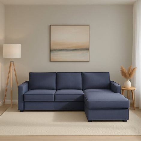 Talamo Italia Sofá fijo Nami, Sofá de esquina, 100% Made in Italy, Sofá Salón con, Península contenedor derecha, con reposabrazos estándar, Cm 280x95h90, Azul, con embalaje reforzado (1/5)