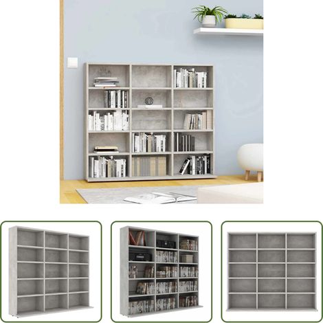 vidaXL Rangement musique - Armoire à CD Gris béton 100x23x89,5 cm Bois d’ingénierie (1/5)