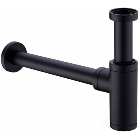 Laiton Siphon de Lavabo, Universel Syphon avec 200mm Tube d'extension, 1 1/4 x 32mm Réglable Sifon Anti Odeur Anti-fuite, Noir Mat,de dyk.Trywise (1/4)