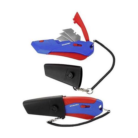 Cutter de seguridad WorkPro wp213010 retráctil almacenamiento cuchillas