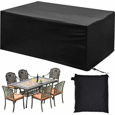 Housse de protection pour mobilier de jardin, housse de table de jardin en polyester 210D imperméable et anti-UV, bâche de protection pour tables, chaises et canapés de jardin (200 x 160 x 70 cm) (1/5)