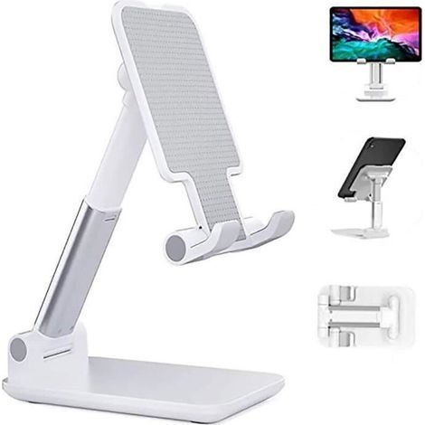 Supporto pieghevole per smartphone e tablet. Supporto regolabile multi-angolo con braccio estensibile per iPhone 11, iPad, Huawei (bianco) (1/4)