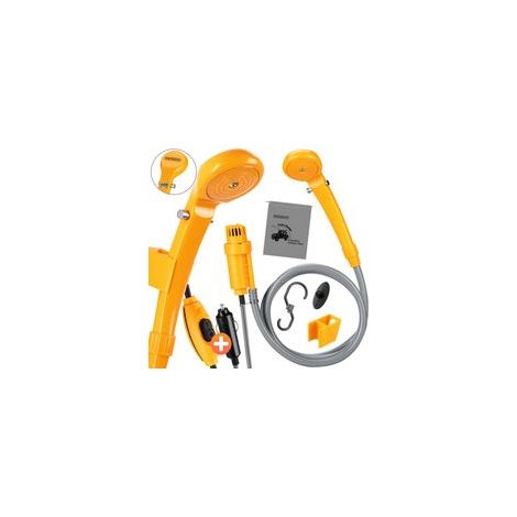 Deuba – Douche extérieure portable 12V avec pompe immergée – Câble d'alimentation 5m – Pression réglable – Sac de transport imperméable