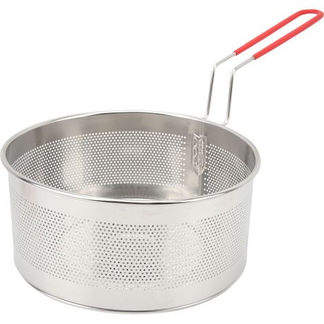 Runder Frittierkorb aus Edelstahl 304 mit Griff, ideal für Pommes frites, Zwiebelringe, Hähnchen und Pasta. Großes Modell mit 19,8 cm Durchmesser. (1/4)