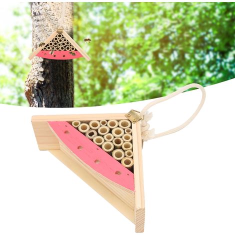 Maison à insectes suspendue en bois coloré, hôtel à insectes pour abeilles et insectes bénéfiques, fournitures de jardin (1/5)