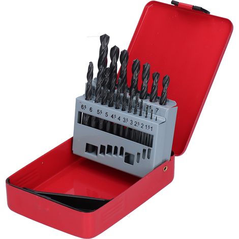Lot de 19 forets helicoidaux HSS M35 avec boite de rangement rouge pour perçage metaux (1/5)