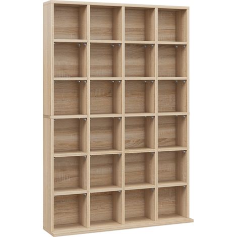 Meuble multimédia 456 CD/336 DVD - bibliothèque en bois naturel avec étagères ajustables 89 x 130,5 cm (1/5)