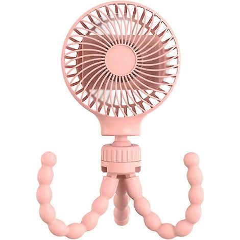 Ventilateur de bureau USB mini portable en forme de pieuvre 4Levels avec trépied flexible 9V 4W - Batterie 4000 mAh - Rose (1/4)