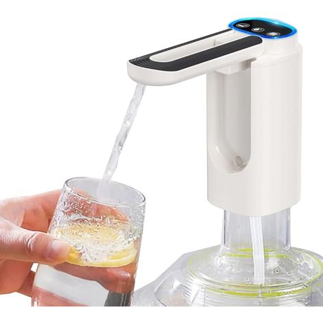 Pompa per bottiglie d'acqua, dispenser automatico pieghevole per bottiglie d'acqua, 3 modalità di ricarica USB, con tubo in silicone da 50 cm, adatta per taniche d'acqua da 5 a 18 litri. (1/5)