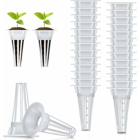 50 Pcs Replacement Grow Baskets, Hydroponic Pot, Hydroponic Growing Containers Mesh Net Cups for Plants Plastic Net Pots for Growing Sponges Included 50 Grow Sponges,Fonepro, (1/5)