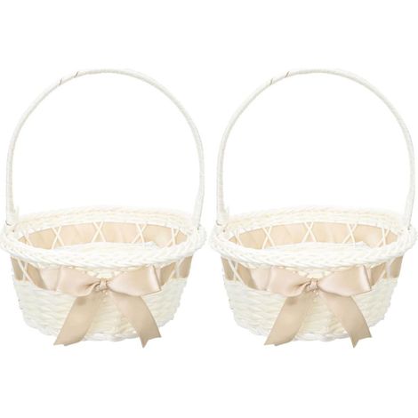 Lot de 2 Paniers de Fleurs Blancs en Plastique Pratiques et Résistants à L'usure pour Baby Shower et Événements (1/5)