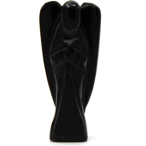 Ange en pierre précieuse sculptée à la main - Agate noire- Vendu par 1 (1/4)