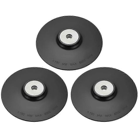 Lot de 3 plateaux de support en plastique pour meuleuse d'angle, compatibles avec les disques de ponçage à filetage interne M14, diamètre 180 mm, noir, SZRH A-GB (1/5)
