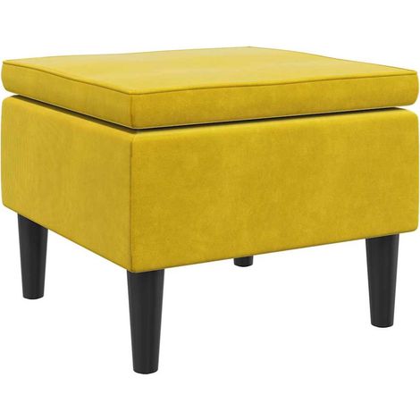 vidaXL Taburete con patas de madera terciopelo amarillo (1/2)