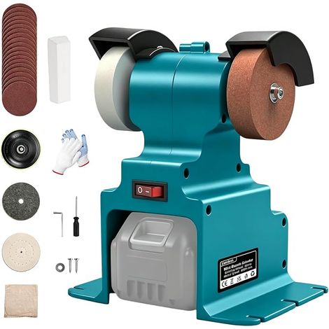 Mini meuleuse d'établi sans fil compatible avec 18 V batterie , mini ponceuse à bande 300 W de ponçage 36/60 mesh,6500 tr/min, pour le polissage du métal, du bois, des couteaux (sans batterie) (1/5)
