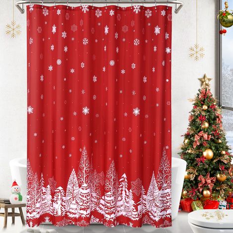 Shower Curtain - Oxford Cloth - 72"x72", Christmas Tree Design - for Bathroom, Home (1/5)