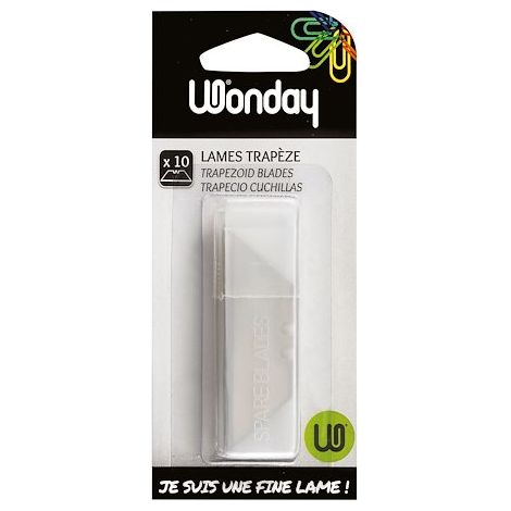 Lame trapèze Wonday pour cutter de sécurité 60 mm - Etui de 10 (1/2)