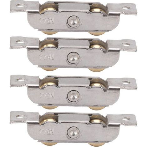 Set di 4 rulli tandem per porta scorrevole in acciaio inossidabile con cuscinetti a sfera in rame per porte in vetro (ruota concava) (1/4)